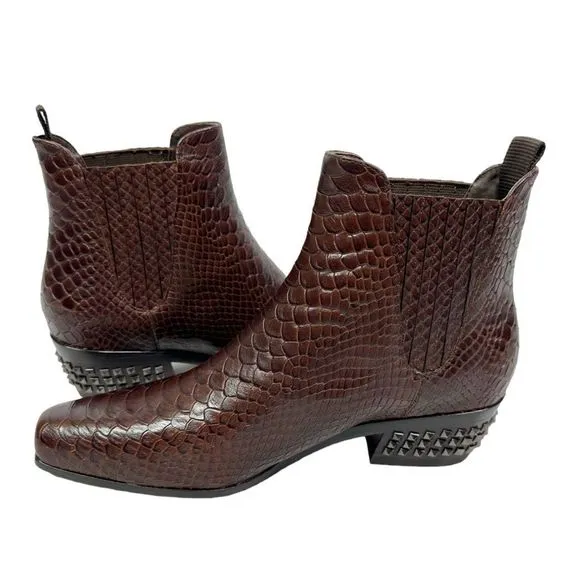 Donald J Pliner Milann Studded Heel Vintage Python Leather Booties - Size 7.5