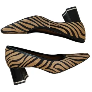 Donald Pliner Aston Zebra Print Calf Hair Leather Block Heels Pumps Women 7.5 M