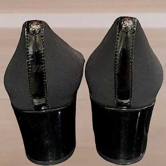 Donald Pliner Corin Black Crepe Block Heel Pumps Size 11