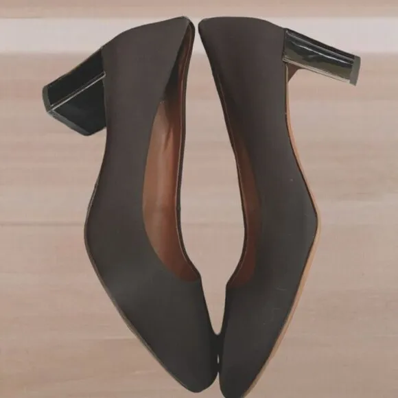 Donald Pliner Corin Black Crepe Block Heel Pumps Size 11