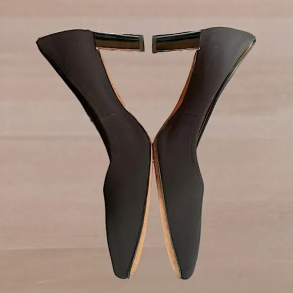 Donald Pliner Corin Black Crepe Block Heel Pumps Size 11