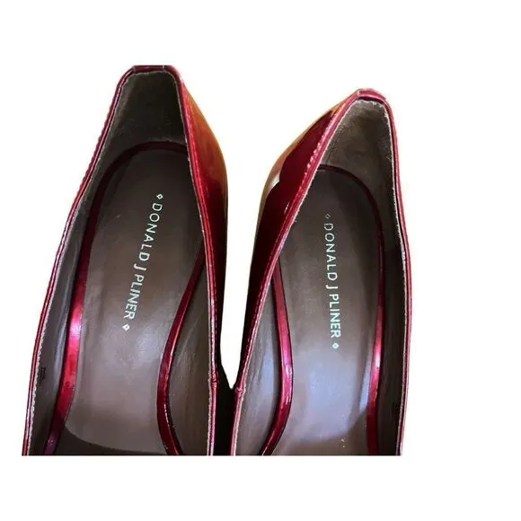 Donald Pliner // Red Habiki Wedge Peep Toe Heels Size 8.5