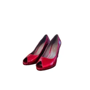 Donald Pliner // Red Habiki Wedge Peep Toe Heels Size 8.5