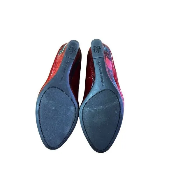 Donald Pliner // Red Habiki Wedge Peep Toe Heels Size 8.5