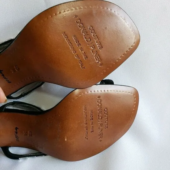 Donald Pliner Velvet Toe Ring Rhinestones Heels