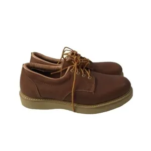 DOUBLE H Vintage Brown Leather Work Wedge Oxfords 8.5 EE