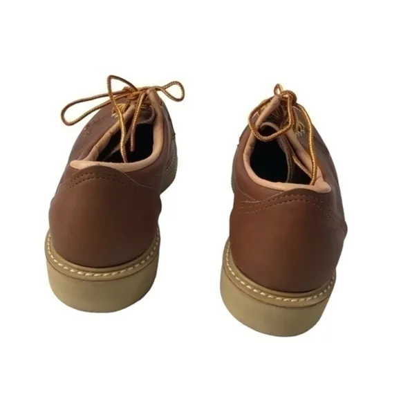 DOUBLE H Vintage Brown Leather Work Wedge Oxfords 8.5 EE