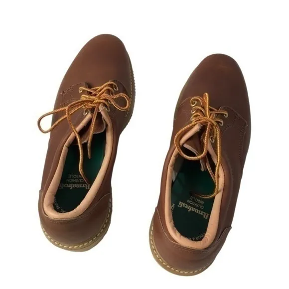DOUBLE H Vintage Brown Leather Work Wedge Oxfords 8.5 EE