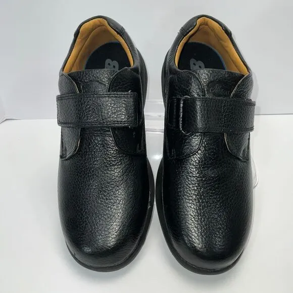Dr. Comfort Shoes Black Leather Hook &amp; Loop‎ Closure Orthopedic 9 Wide