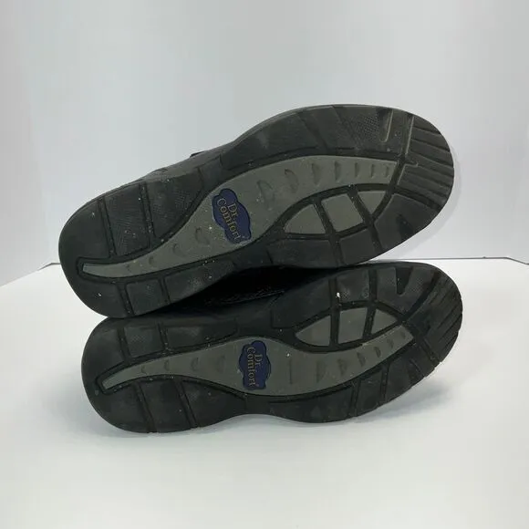 Dr. Comfort Shoes Black Leather Hook &amp; Loop‎ Closure Orthopedic 9 Wide
