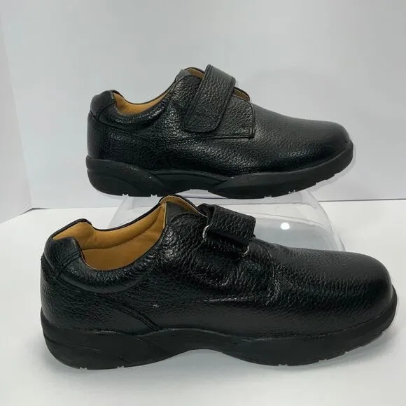Dr. Comfort Shoes Black Leather Hook &amp; Loop‎ Closure Orthopedic 9 Wide