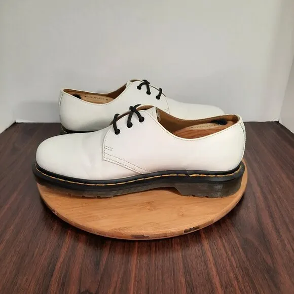 Dr Doc Martens 1461 Mens Size 10 Shoes Smooth White Leather Oxfords Sneakers