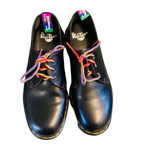 Dr Doc Martens PRIDE 1461 3 Eye Smooth Leather Oxford Shoe US M 9, L 10