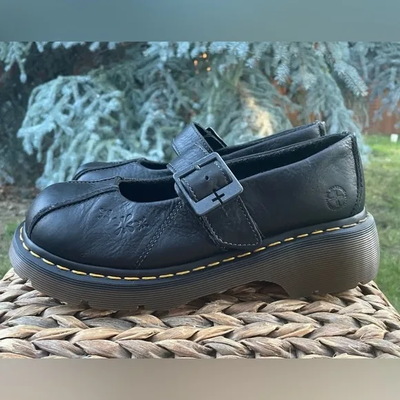 Dr Martens 12277 Embossed Flower Daisy Splat Chunky Y2K Mary Jane Oxfords Size 8