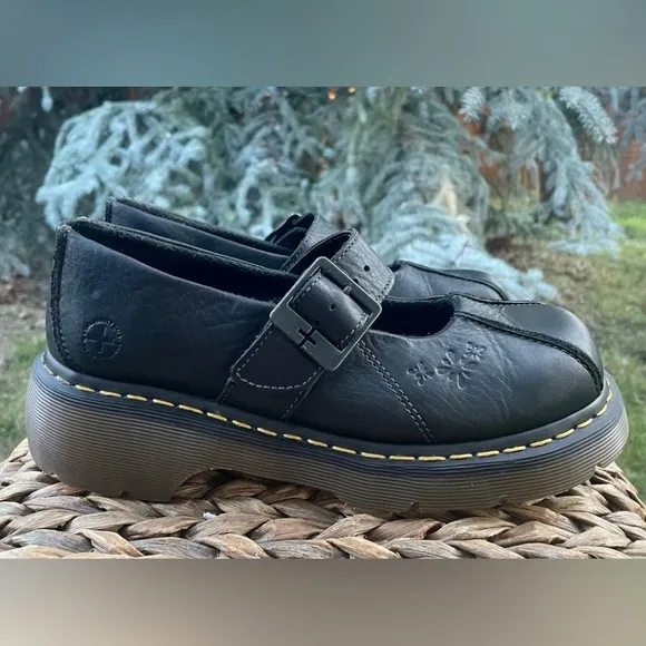 Dr Martens 12277 Embossed Flower Daisy Splat Chunky Y2K Mary Jane Oxfords Size 8
