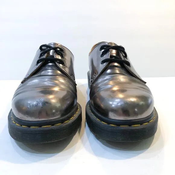 Dr. Martens 1461 Pewter Patent Leather Lace Up Oxfords