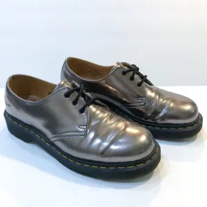 Dr. Martens 1461 Pewter Patent Leather Lace Up Oxfords