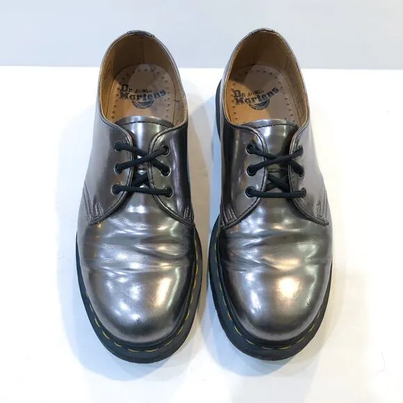 Dr. Martens 1461 Pewter Patent Leather Lace Up Oxfords