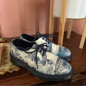 Dr. Martens 1461 Willow Cristal Leather Oxford Lace Up Shoes White Blue Size 7