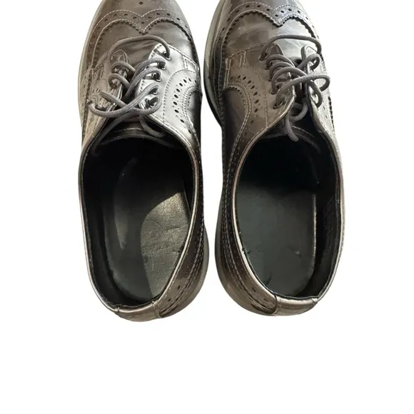 Dr. Martens 3989 Wingtip Spectra Patent Hi Shine in Metallic Luster Pewter Sz 7M