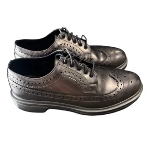Dr. Martens 3989 Wingtip Spectra Patent Hi Shine in Metallic Luster Pewter Sz 7M