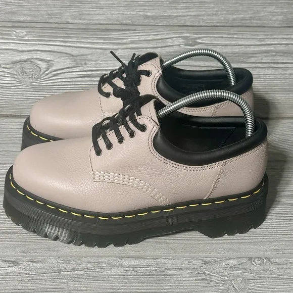 Dr. Martens 8053 Quad Beige Unisex Men's 8 Wmns 9 Platform Leather Oxfords Shoes