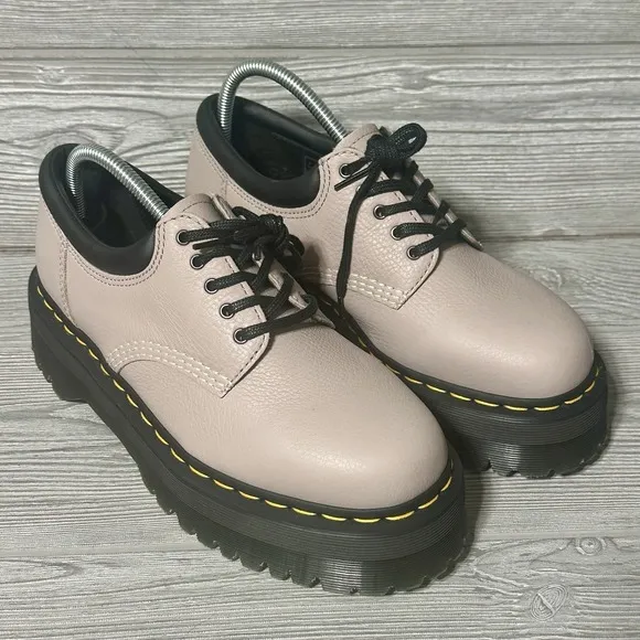 Dr. Martens 8053 Quad Beige Unisex Men's 8 Wmns 9 Platform Leather Oxfords Shoes