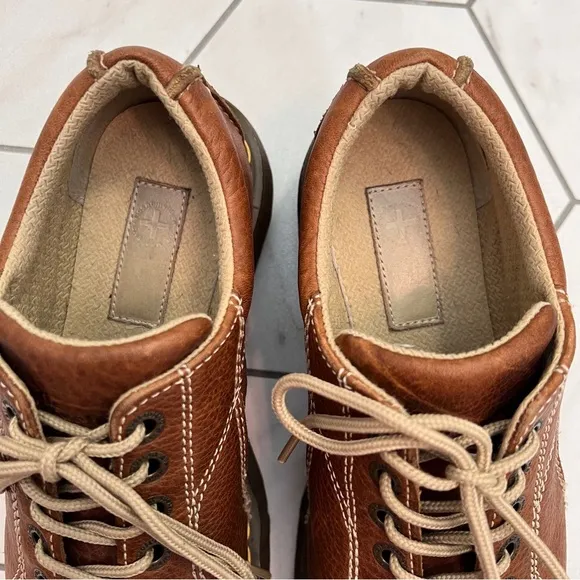 Dr. Martens Chunky Vtg 90s Light Brown Leather Daisy Flower 12283 Oxfords Sz 9
