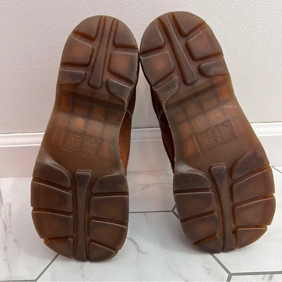 Dr. Martens Chunky Vtg 90s Light Brown Leather Daisy Flower 12283 Oxfords Sz 9
