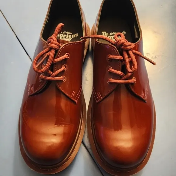 Dr. Martens England oxford mono oxblood red patent leather 1461 3-eye women's 8
