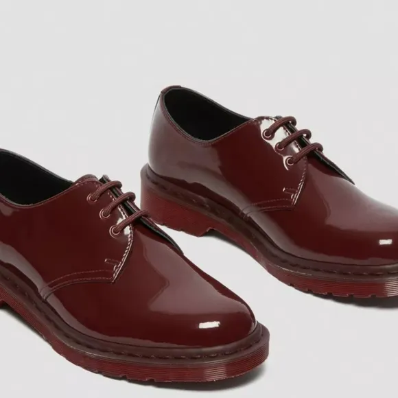 Dr. Martens England oxford mono oxblood red patent leather 1461 3-eye women's 8