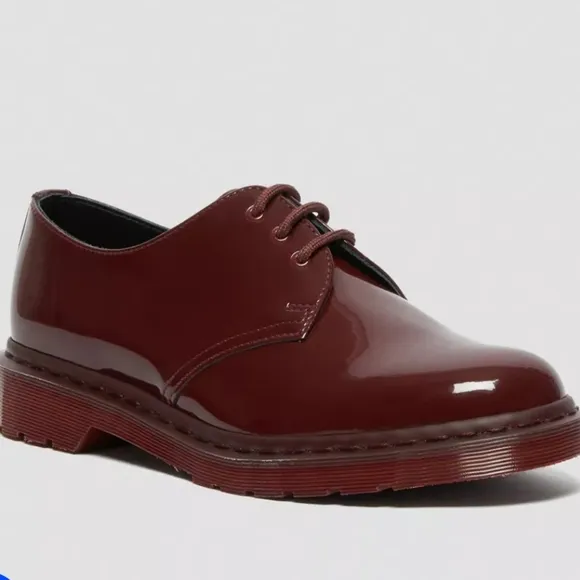 Dr. Martens England oxford mono oxblood red patent leather 1461 3-eye women's 8