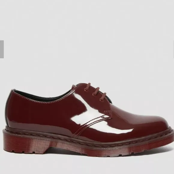 Dr. Martens England oxford mono oxblood red patent leather 1461 3-eye women's 8