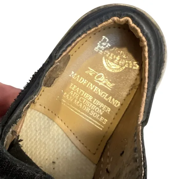 Dr. Martens ‘The Original’ Boys Black Leather Hook &amp; Loop Velcro Closure Oxfords