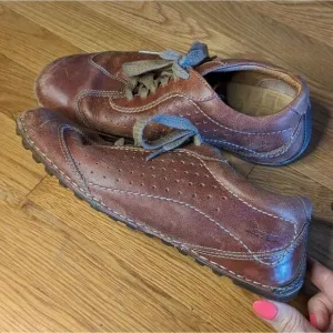 Dr. Martens Vintage Brown Leather Oxford Shoes with Perforated Design