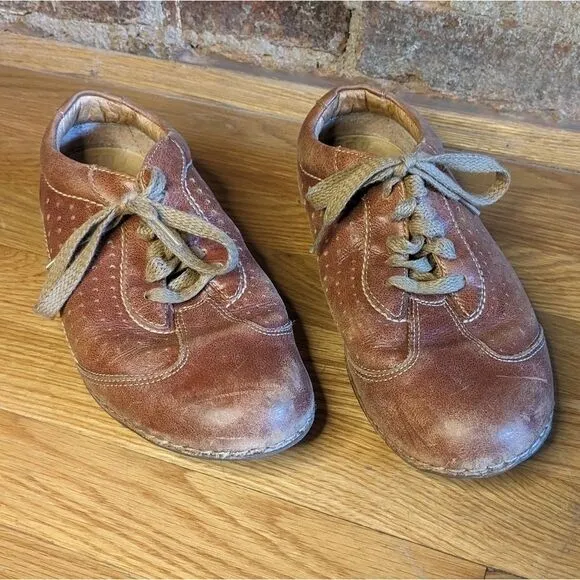 Dr. Martens Vintage Brown Leather Oxford Shoes with Perforated Design