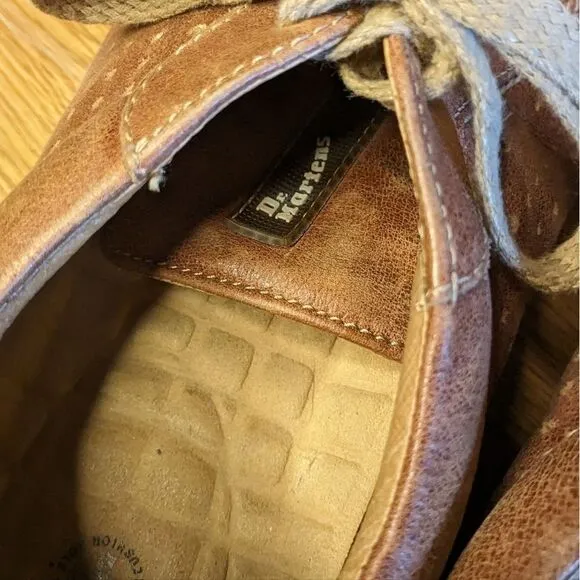 Dr. Martens Vintage Brown Leather Oxford Shoes with Perforated Design