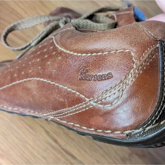 Dr. Martens Vintage Brown Leather Oxford Shoes with Perforated Design
