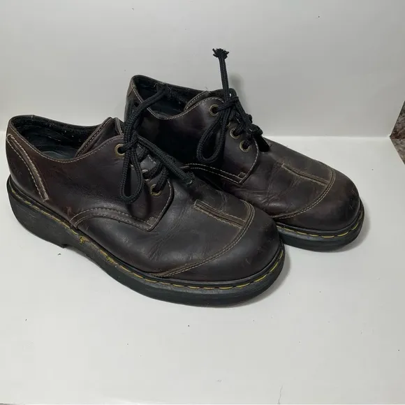 Dr. Martens Vintage Brown Leather Platform Oxfords