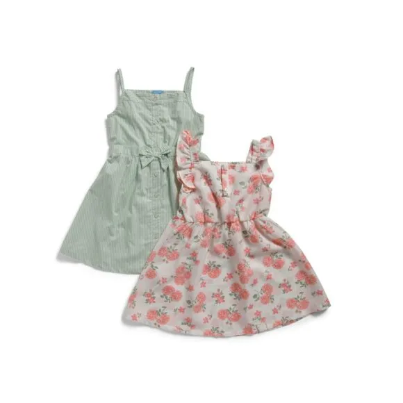 DRAPER JAMES Green Little Girls 2pk Dresses