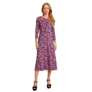 Draper James Tae Midi Floral Dress in Abstract Dahlia Stretch Size Large NWT
