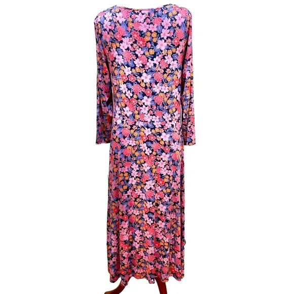 Draper James Tae Midi Floral Dress in Abstract Dahlia Stretch Size Large NWT