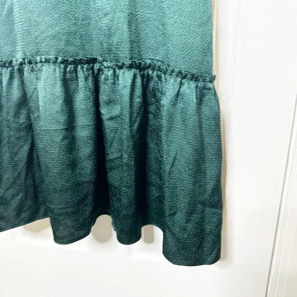 Draper James XL Martina Midi Dress Hammered Satin Emerald Green