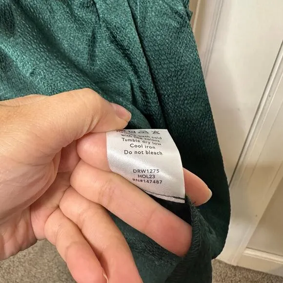 Draper James XL Martina Midi Dress Hammered Satin Emerald Green