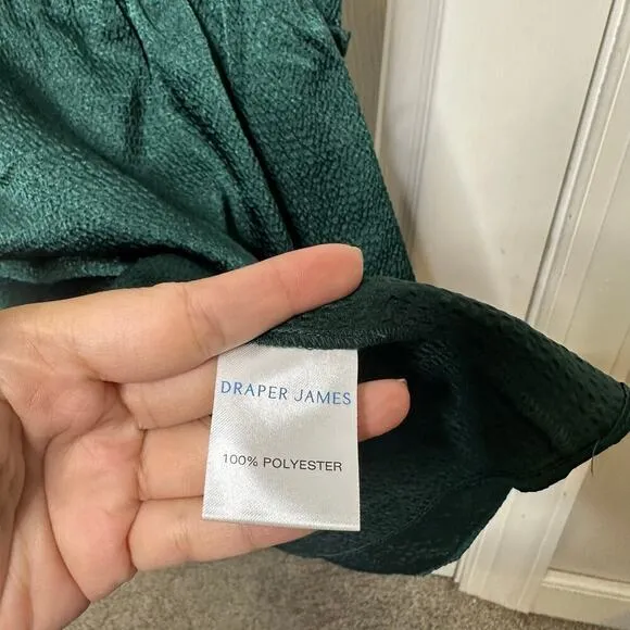 Draper James XL Martina Midi Dress Hammered Satin Emerald Green