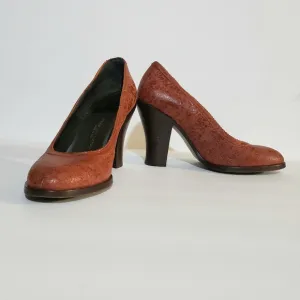 Dries Van Noten Reddish Brown Wooden Block Heel Sz: 6.5