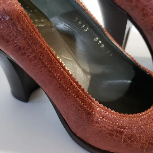 Dries Van Noten Reddish Brown Wooden Block Heel Sz: 6.5