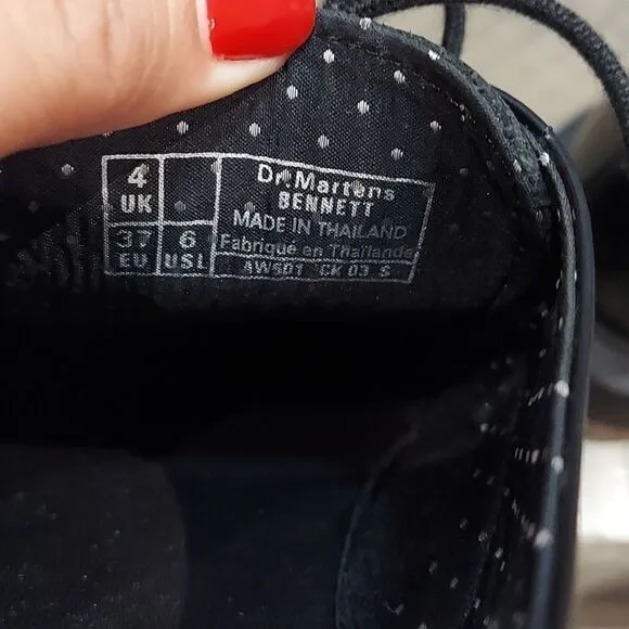 Dr. Martens Bennett Black Leather Oxfords Sz 6