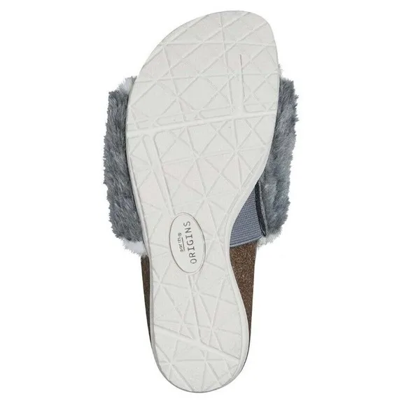 Earth Origins OLLI Women's Frost Grey Faux Fur Slide SIZE 7