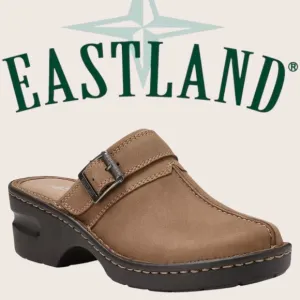 EASTLAND Hand-Stiched Genuine Suede Strap &amp; Buckle Mae Clogs NWT/11M